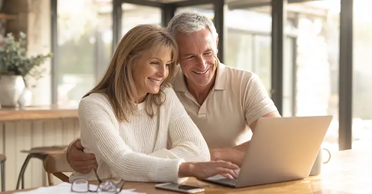 Lächelndes Paar bei einem Beratungsgespräch