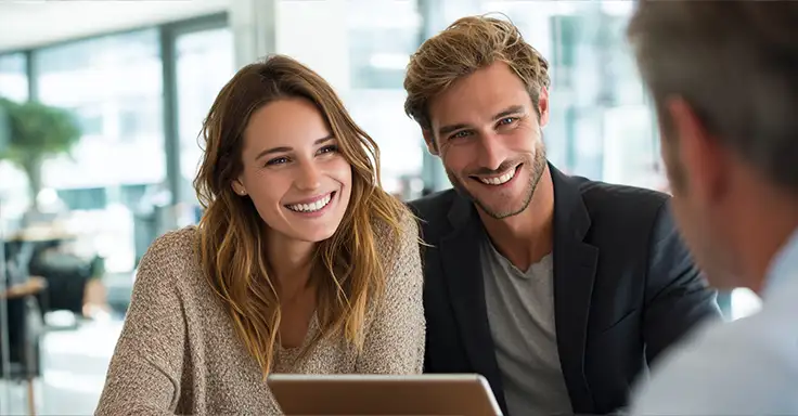 Lächelndes Paar bei Immobilienberatung